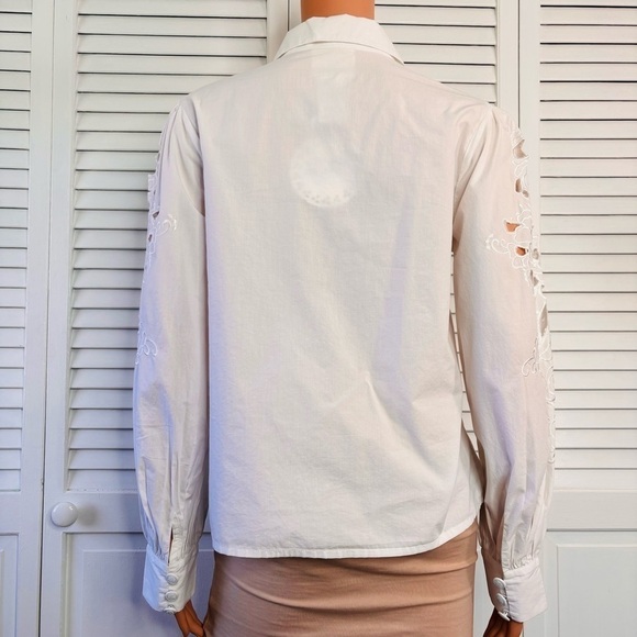 MUCHE & MUCHETTE White Lois Cutwork Button Down Blouse Size Small Medium - Picture 10 of 10